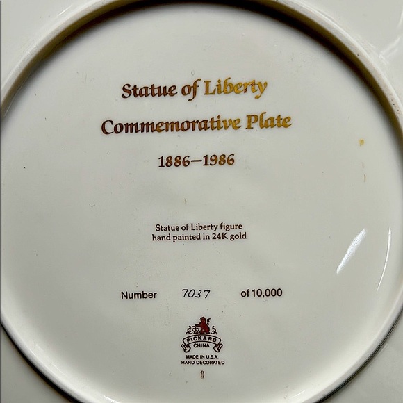 Vintage 24K Gold Statue of Liberty Plate 1886–1986 Ltd Ed USA - Rare Collectible - Picture 4 of 12